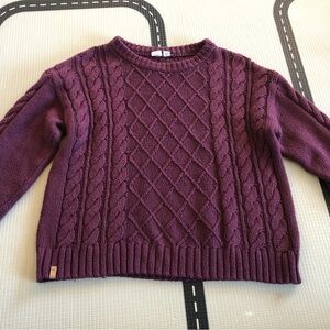 TenTree Cable-Knit Crewneck Sweater in Plum